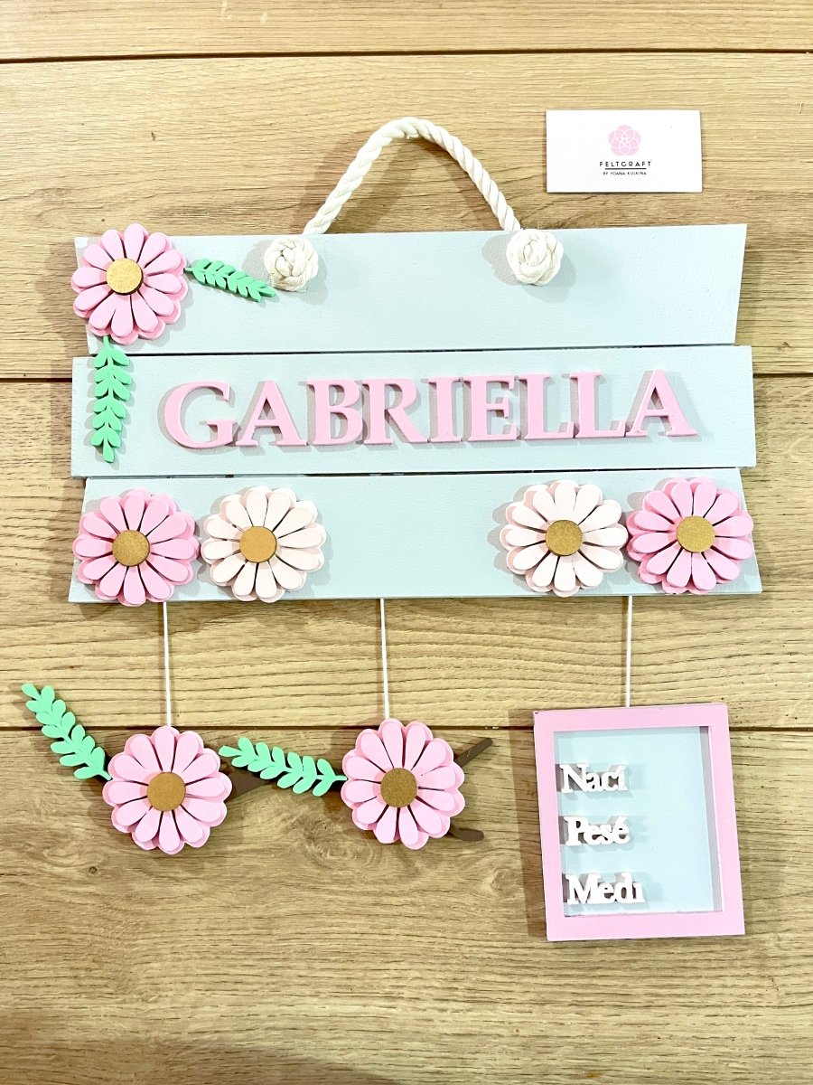 Flowers & Flowers Baby Girl Wall Hanging - Felt Craft RD