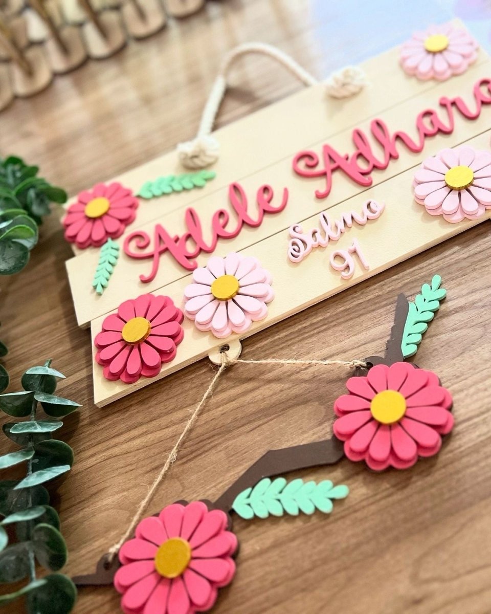 Hospital door hanger flower style for baby girl - Felt Craft RD