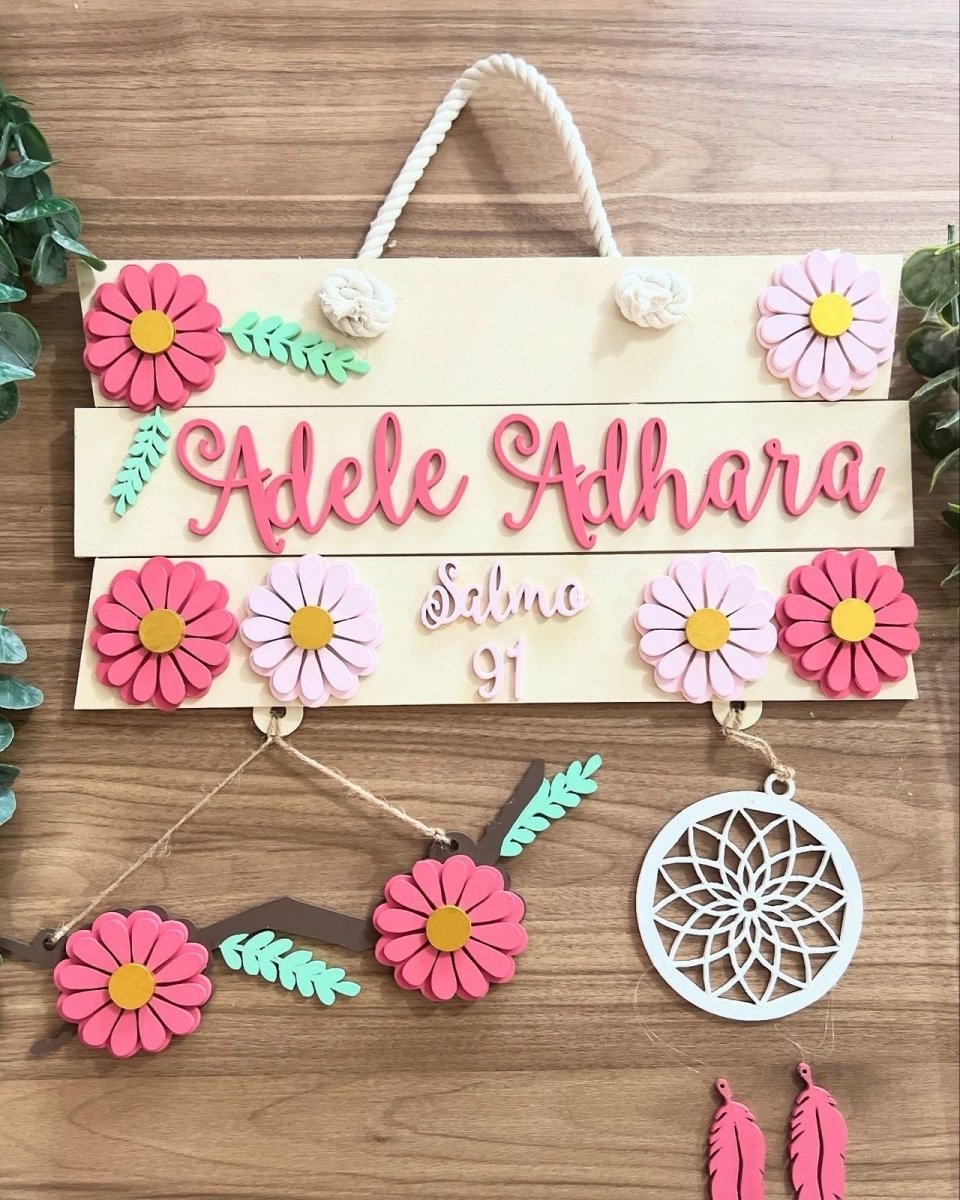 Hospital door hanger flower style for baby girl - Felt Craft RD