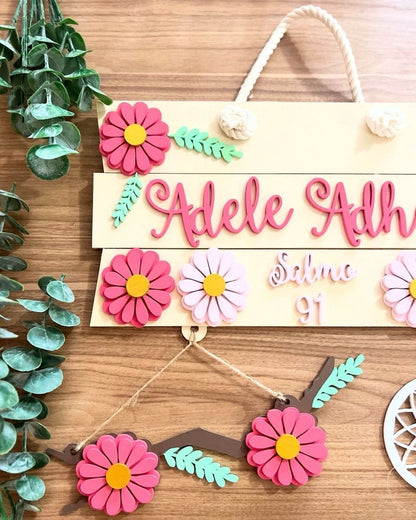 Hospital door hanger flower style for baby girl - Felt Craft RD