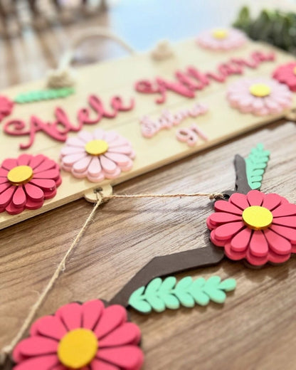 Hospital door hanger flower style for baby girl - Felt Craft RD