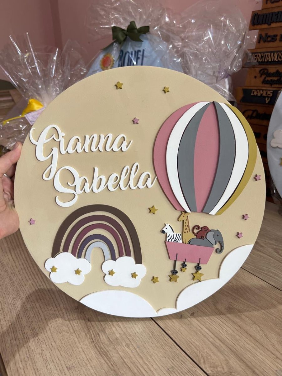 Hot air balloon Above Crib Hanger Hospital door girl - Felt Craft RD