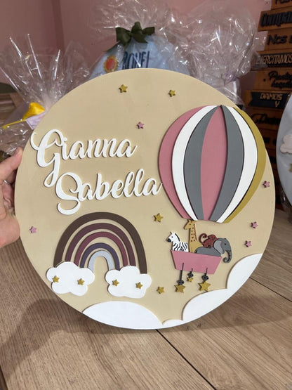 Hot air balloon Above Crib Hanger Hospital door girl - Felt Craft RD