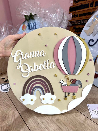 Hot air balloon Above Crib Hanger Hospital door girl - Felt Craft RD