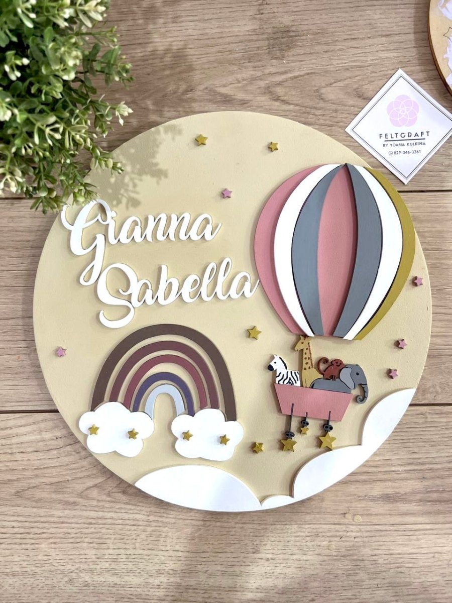 Hot air balloon Above Crib Hanger Hospital door girl - Felt Craft RD