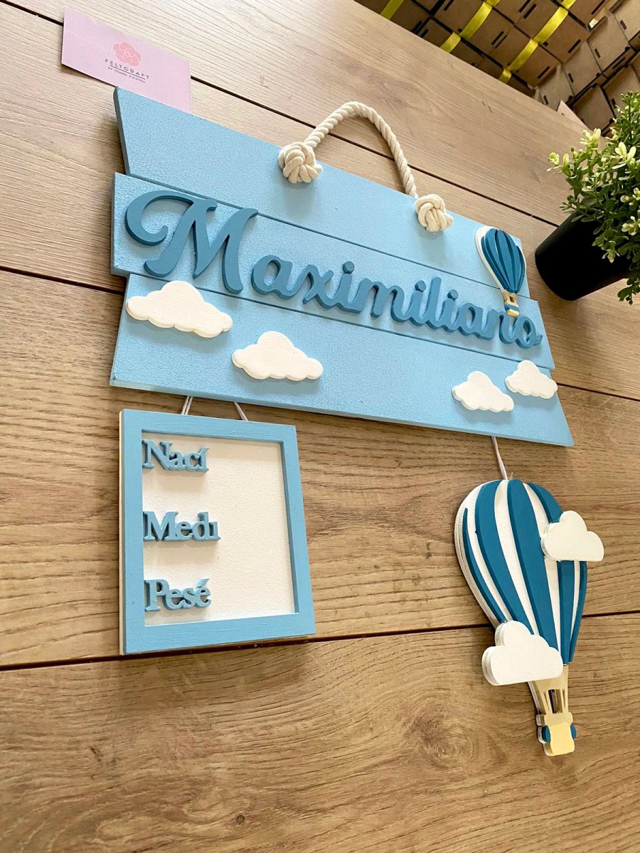 Hot Air Balloon Baby Boy Wall Hanging - Felt Craft RD