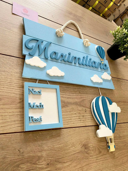 Hot Air Balloon Baby Boy Wall Hanging - Felt Craft RD