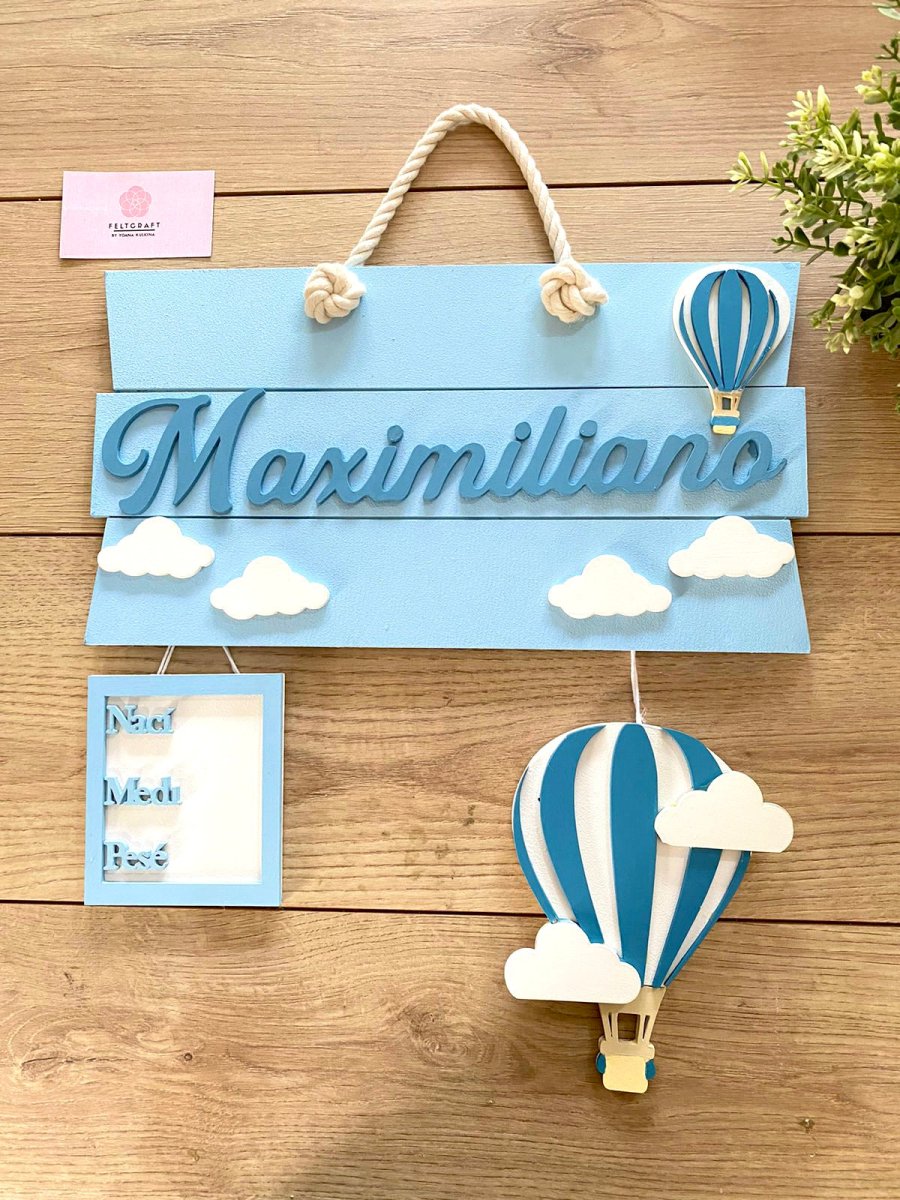 Hot Air Balloon Baby Boy Wall Hanging - Felt Craft RD