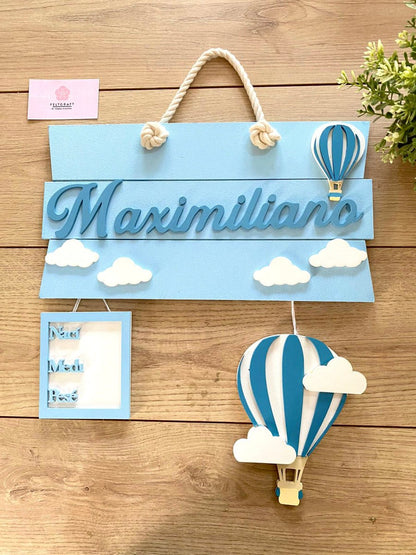 Hot Air Balloon Baby Boy Wall Hanging - Felt Craft RD