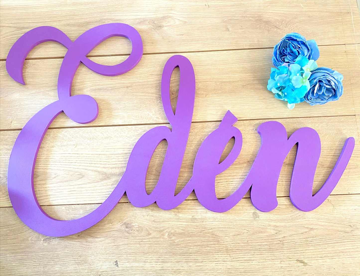 Sparkling Purple Customized Wooden Name