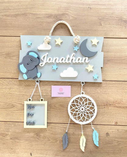 Safari nursery decor Elephant Dreams Catcher Baby Boy Wall Hanging