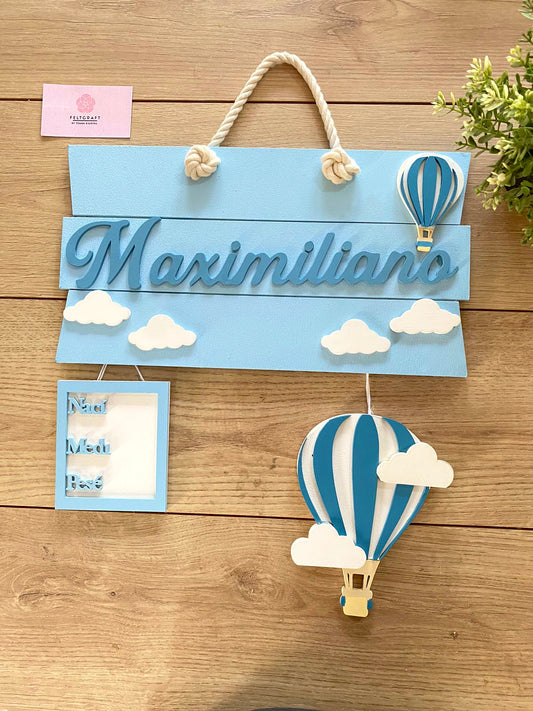 Hot Air Balloon Baby Boy Wall Hanging