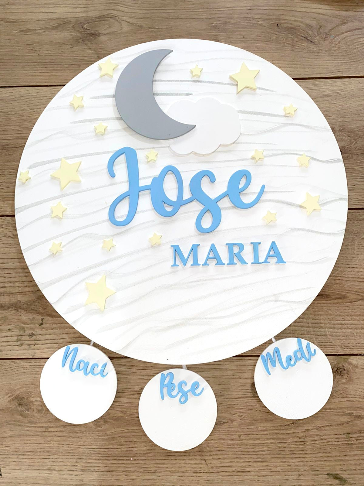 Moon, Clouds and Stars Baby Boy Hanger