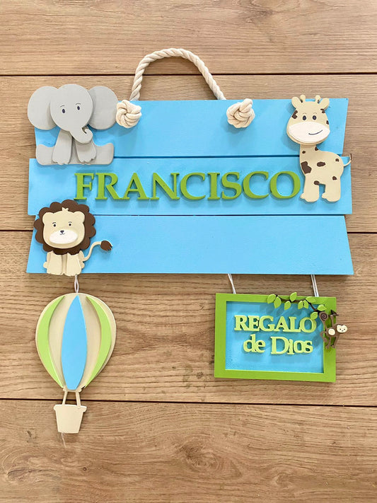 Safari Regalo De dios los Wood Baby Girl Wall Hanging