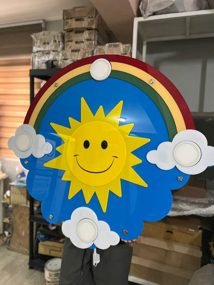 Lampara de techo en forma de sol nubes y arcoiris - Felt Craft RD