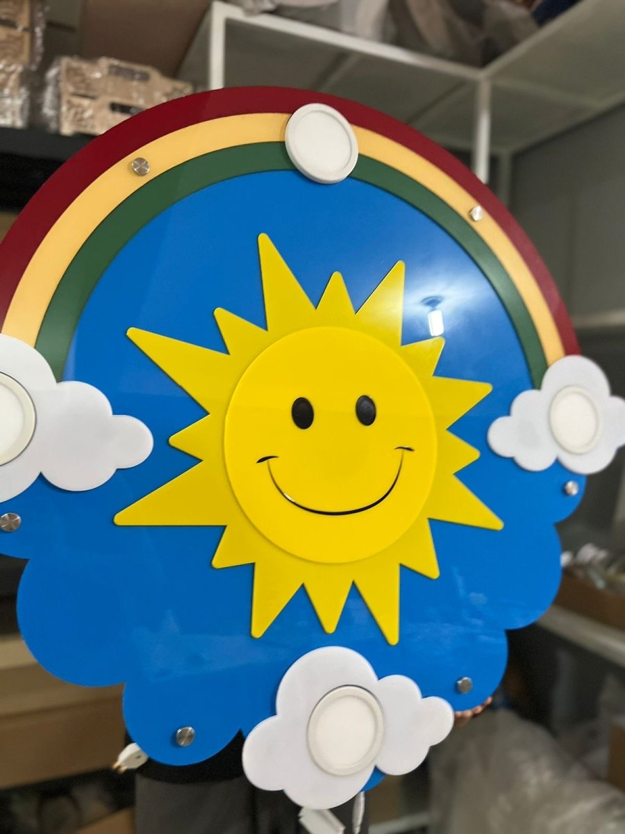 Lampara de techo en forma de sol nubes y arcoiris - Felt Craft RD