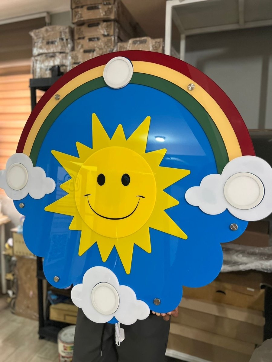 Lampara de techo en forma de sol nubes y arcoiris - Felt Craft RD