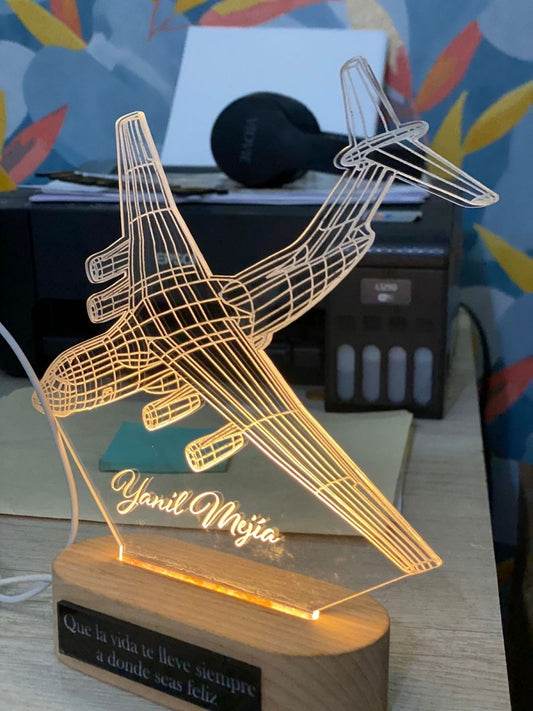 Lámpara Led de con forma de avión personalizada para mesa de noche - Felt Craft RD