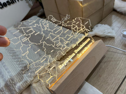 Lampara led forma mapa republica dominicana - Felt Craft RD