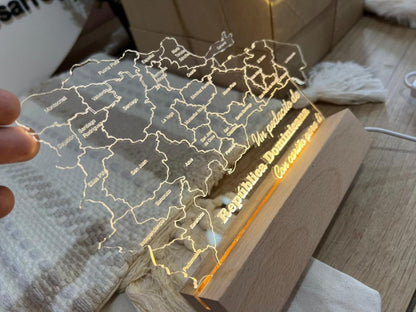 Lampara led forma mapa republica dominicana - Felt Craft RD