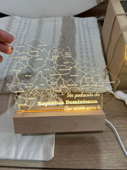 Lampara led forma mapa republica dominicana - Felt Craft RD