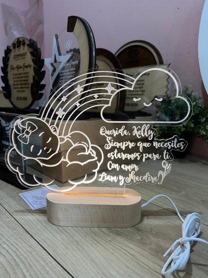 Lámpara LED personalizada en acrílico con nombre