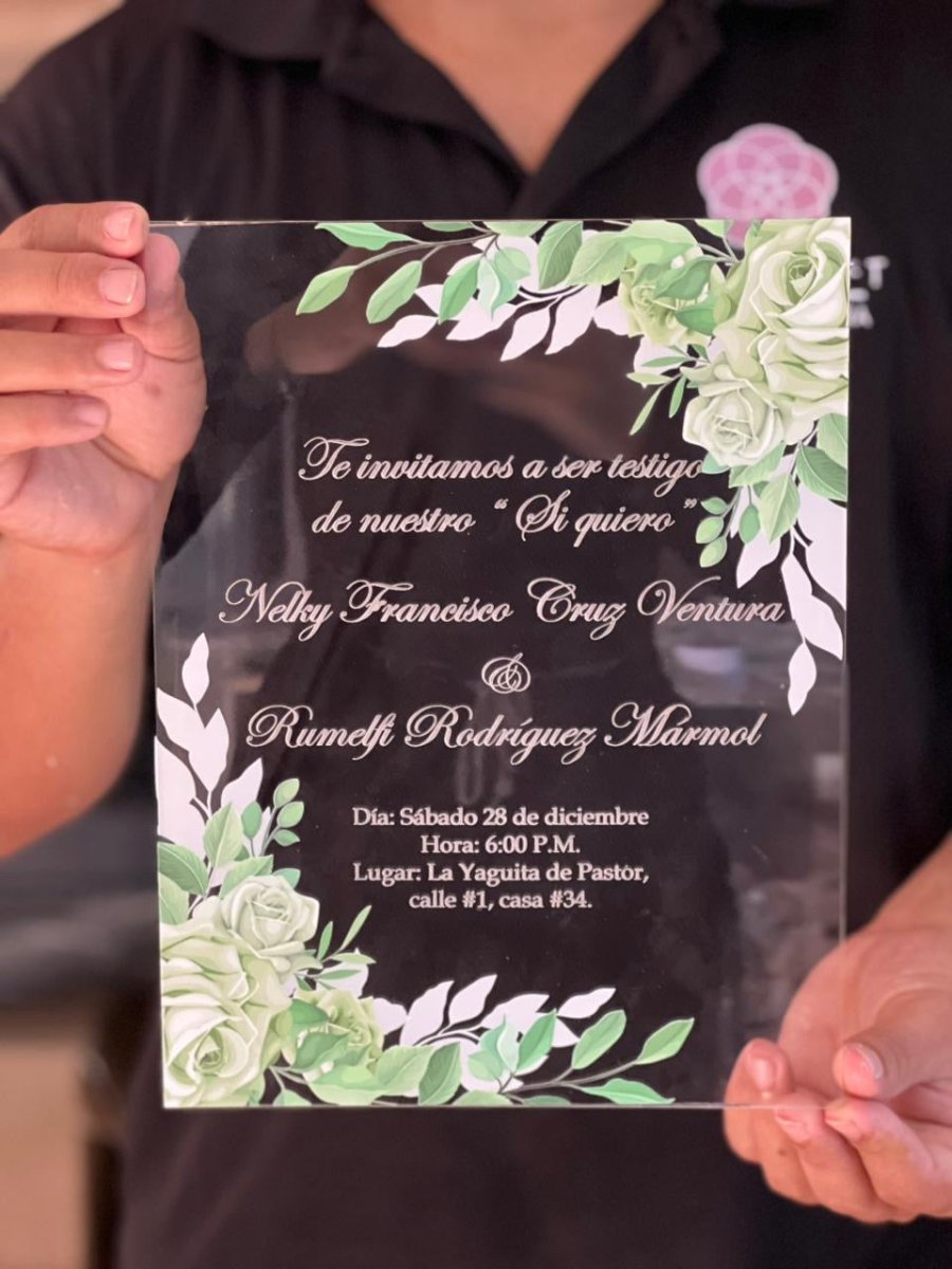 Letrero acrilico personalizado para regalo de Boda República Dominicana - Felt Craft RD