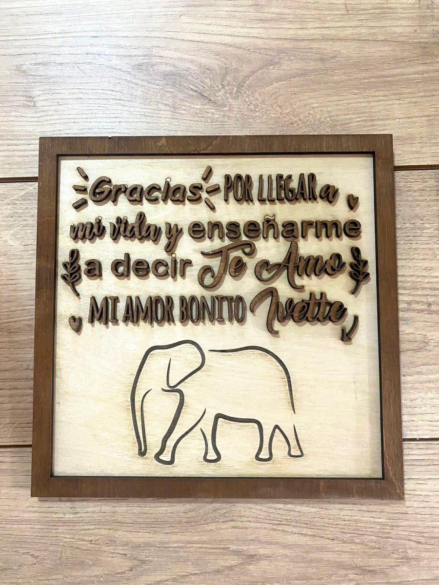 Letrero con diseño de elefante y texto personalizado - Felt Craft RD