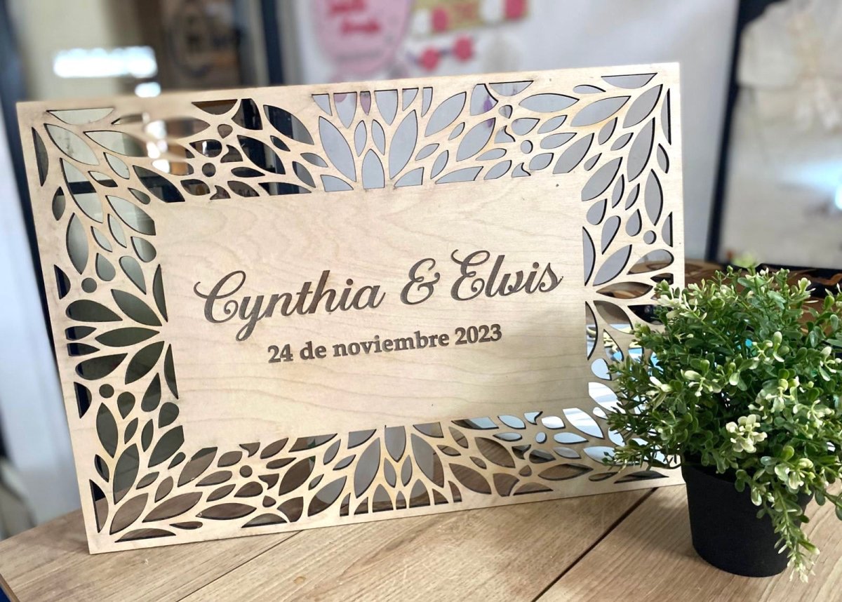 Letrero de madera personalizado para regalo de Boda República Dominicana - Felt Craft RD