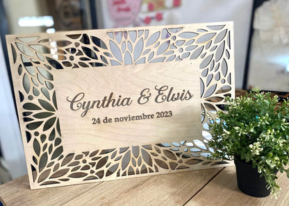 Letrero de madera personalizado para regalo de Boda República Dominicana - Felt Craft RD