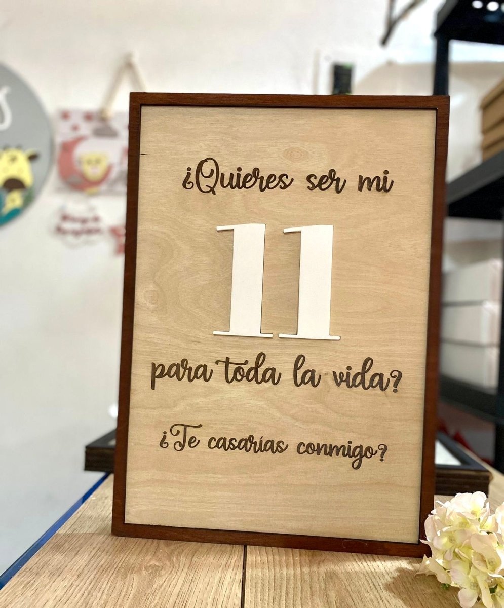 Letrero para propuesta de matrimonio personalizado de madera República Dominicana - Felt Craft RD