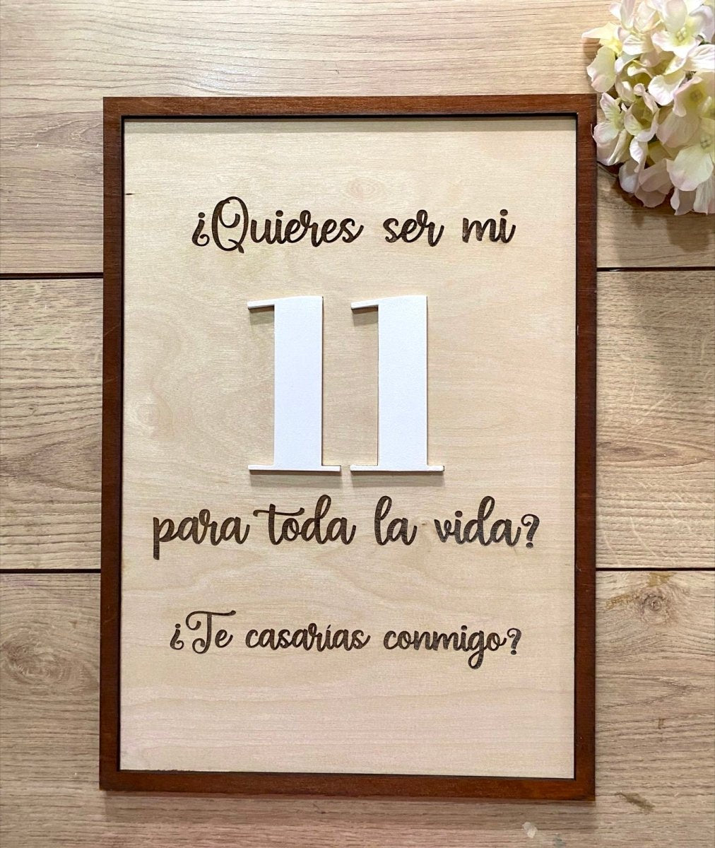 Letrero para propuesta de matrimonio personalizado de madera República Dominicana - Felt Craft RD