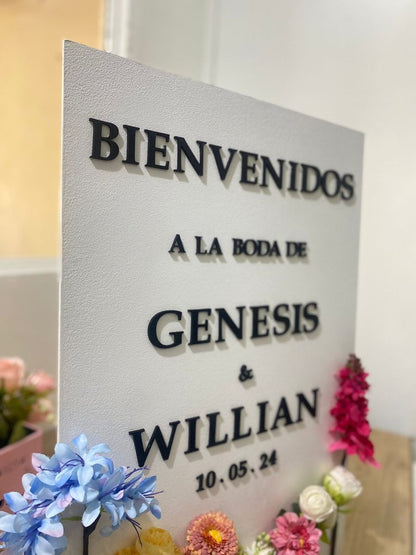 Letrero para recepcion de bodas con mensaje personalizado de madera - Felt Craft RD