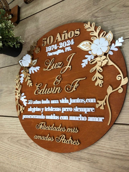 Letrero para regalo de aniversario de bodas personalizado de madera - Felt Craft RD