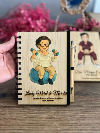 Libreta personalizada madera caricatura - Felt Craft RD