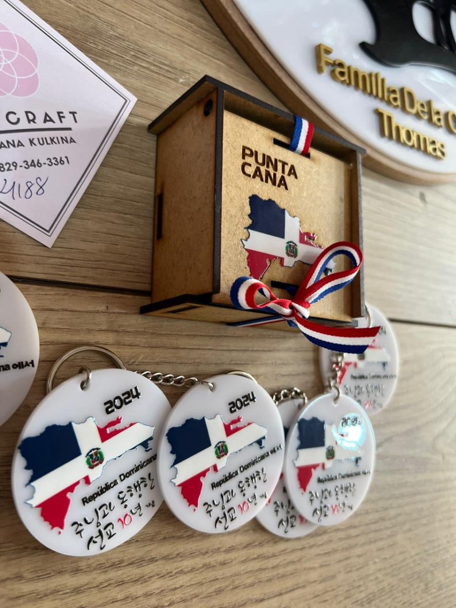 Llaveros a color con dtf impreso mapa republica dominicana - Felt Craft RD