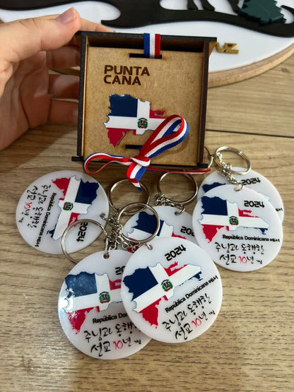 Llaveros a color con dtf impreso mapa republica dominicana - Felt Craft RD