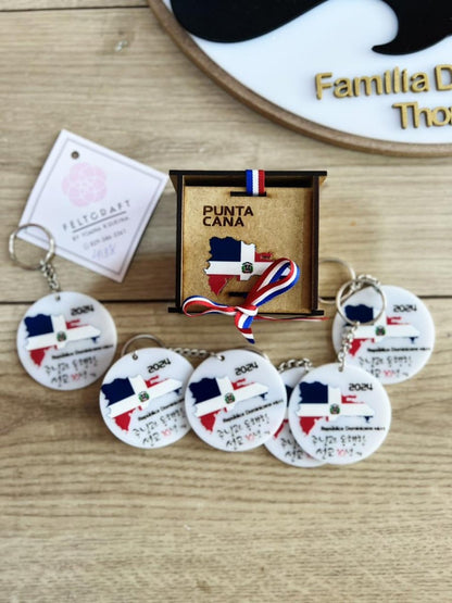 Llaveros a color con dtf impreso mapa republica dominicana - Felt Craft RD