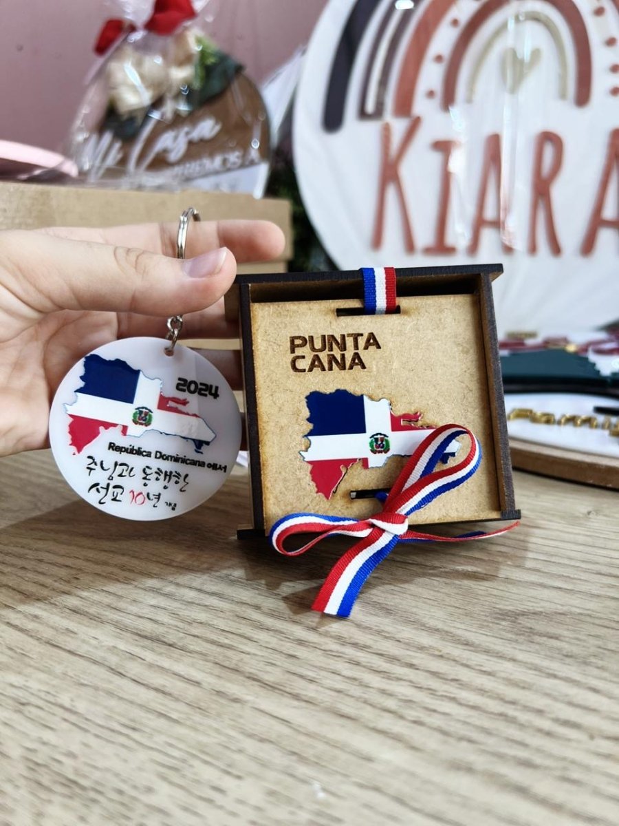 Llaveros a color con dtf impreso mapa republica dominicana - Felt Craft RD