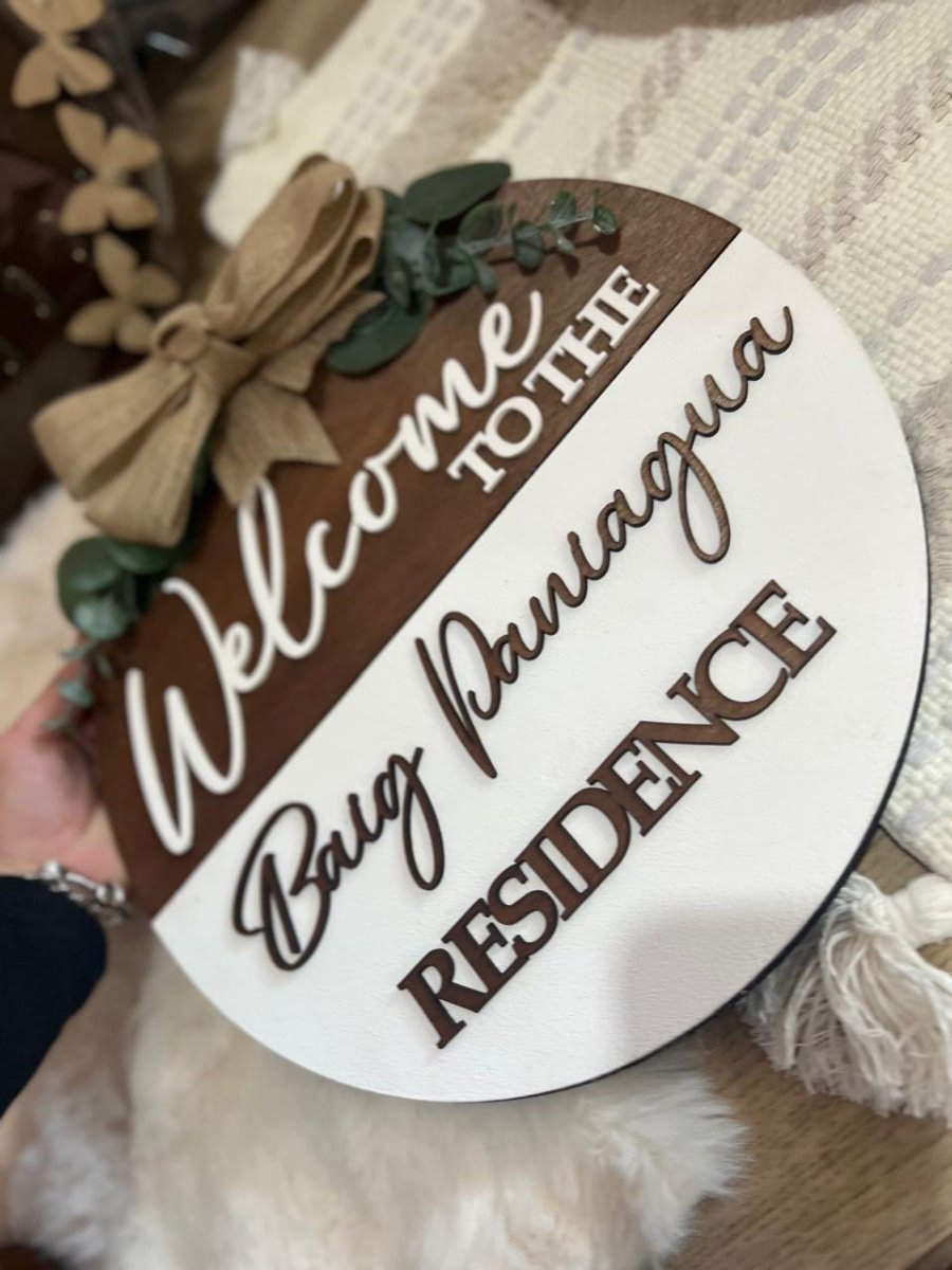 Madera colgante puerta familiar con apellido - Felt Craft RD