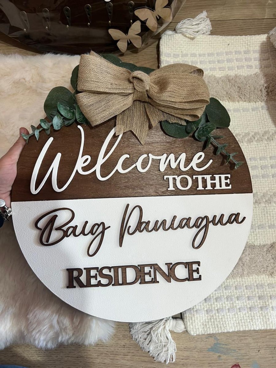 Madera colgante puerta familiar con apellido - Felt Craft RD