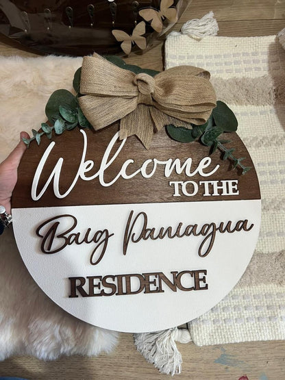 Madera colgante puerta familiar con apellido - Felt Craft RD