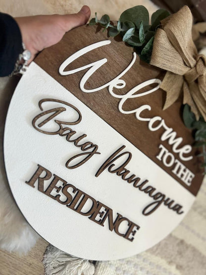 Madera colgante puerta familiar con apellido - Felt Craft RD