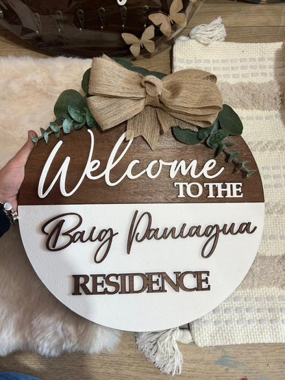 Madera colgante puerta familiar con apellido - Felt Craft RD