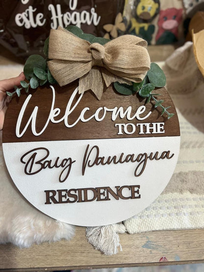 Madera colgante puerta familiar con apellido - Felt Craft RD