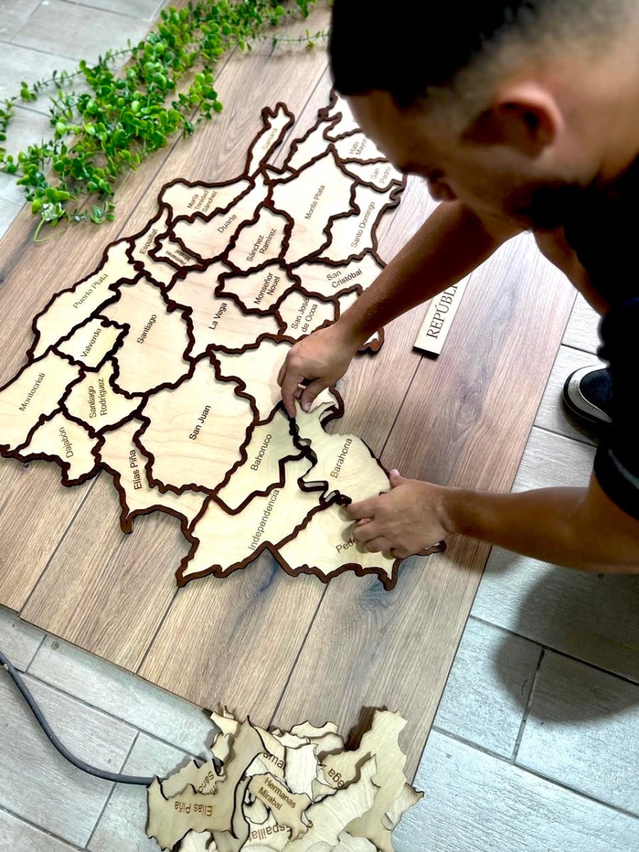 Mapa en madera republica dominicana para pared - Felt Craft RD