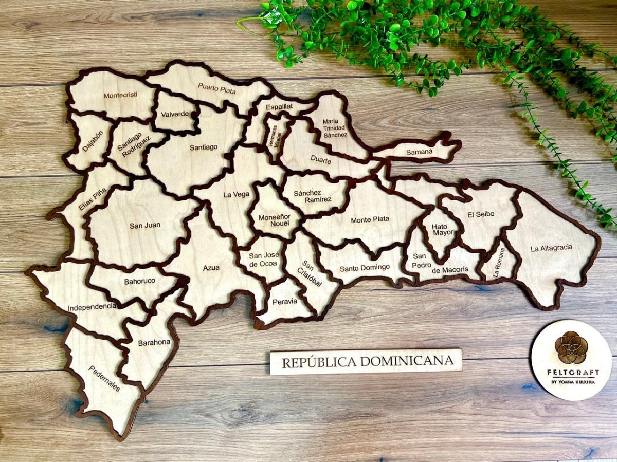 Mapa en madera republica dominicana para pared - Felt Craft RD