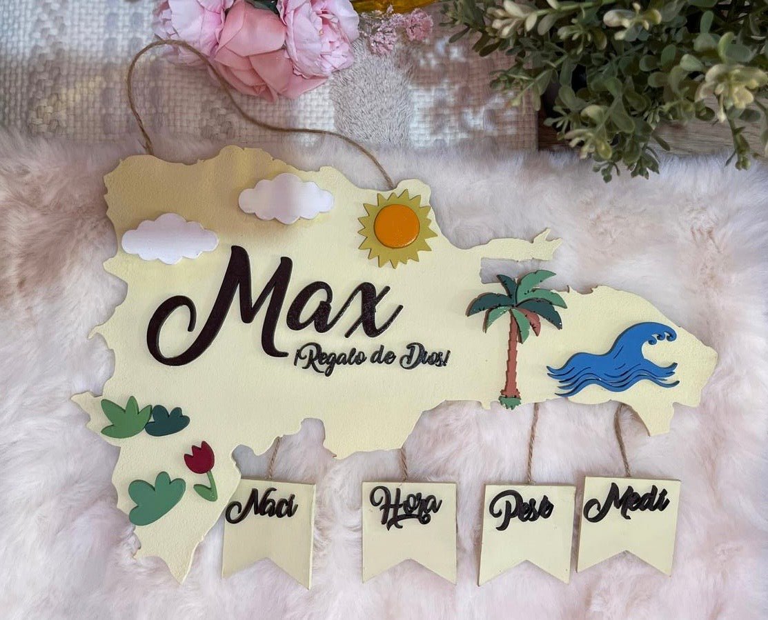 Mapa republica dominicana personalizado de pared - Felt Craft RD