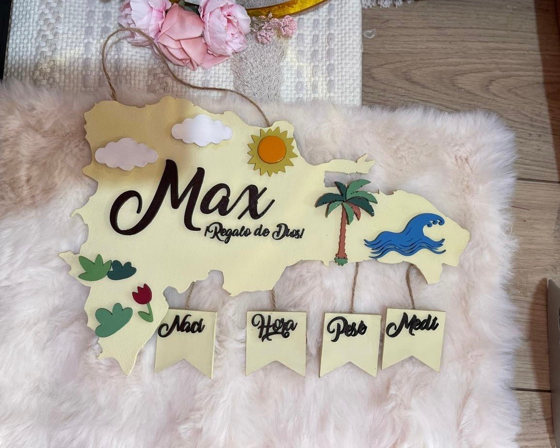 Mapa republica dominicana personalizado de pared - Felt Craft RD