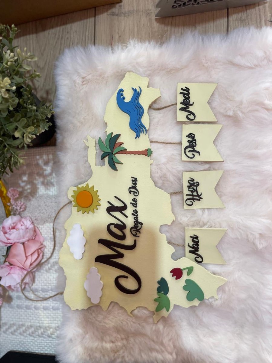 Mapa republica dominicana personalizado de pared - Felt Craft RD